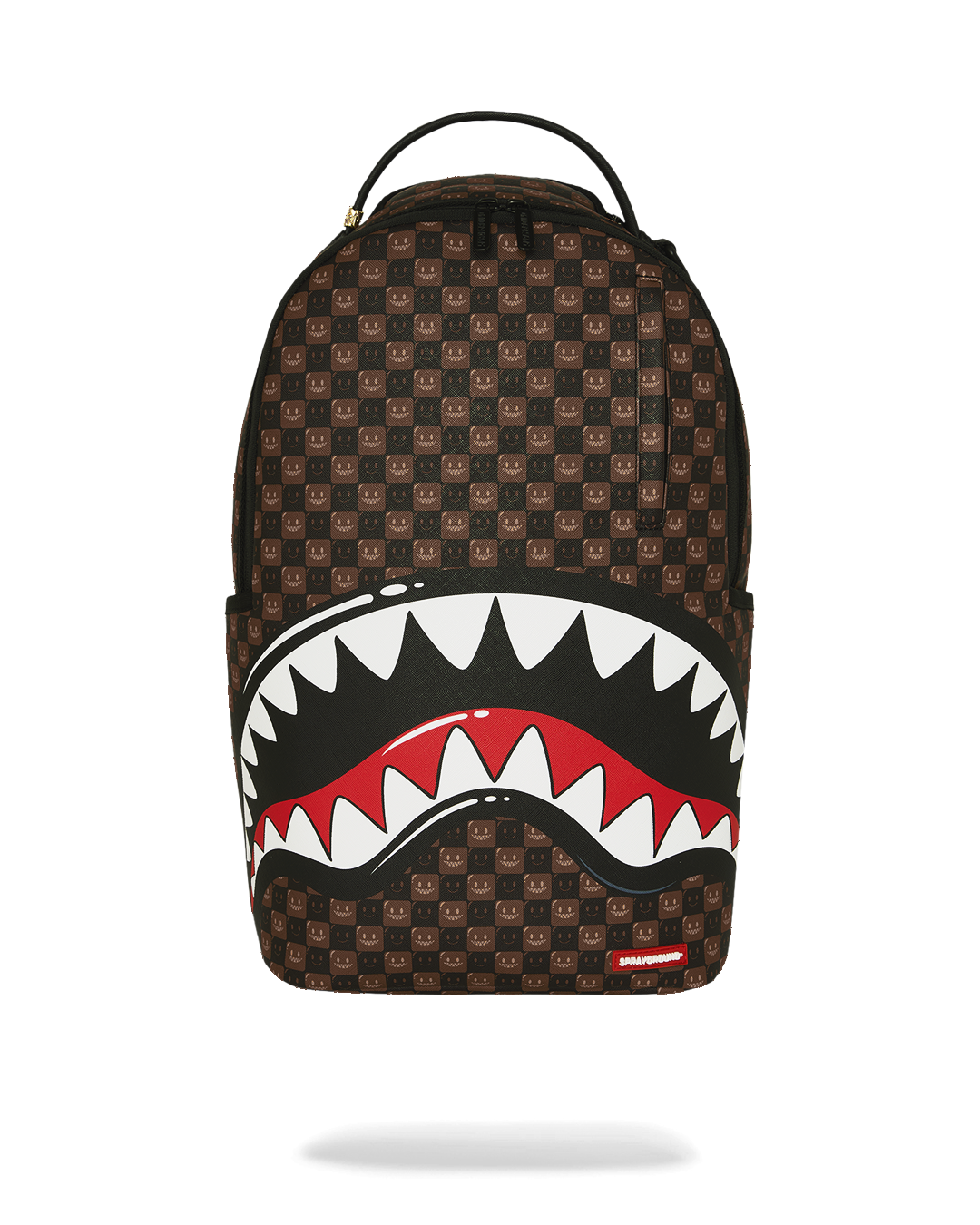 SHARKS IN PARIS WTF BUBBLE BROWN CHECK BACKPACK